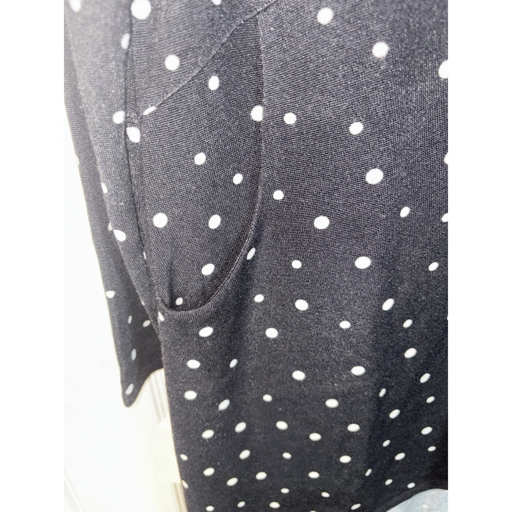 Chicos Size 2 Tunic Tops Large Black White Polka Dot 3/4 Sleeve Blouse Womens - Picture 6 of 8